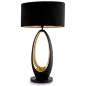 Casa Padrino luxury table lamp gunmetal/gold/black A� 50.5 x H. 86.5 cm - Round desk lamp with granite base and velvet lampshade - Luxury lighting - Luxury furniture - Luxury interior