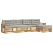 Set vanjskih sofa 5 pcs Bijela i svjetlosiva Poliester