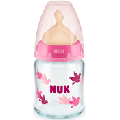 Staklena bocica sa sisacem od kaucuka Nuk - First Choice, TC, 120 ml, ružicasta