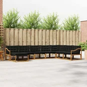 Set vanjskih sofa s jastukom 8 pcs Prirodna i crna