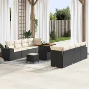 Sjedeća garnitura za vrt 11 kom. Crna poliratan 255 x 62 x 85 cm