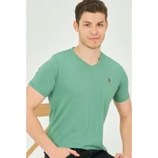 T8568 DEWBERRY V-NECK MENS T-SHIRT-PLAIN LIGHT GREEN