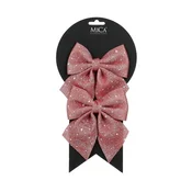 Novoletni dekor Pentlja, roza z bleščicami, 12x13cm, 2kosa