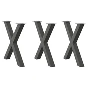 Vidaxl Noge za jedilno mizo v obliki črke X, 3 kosi, antracitne, 80 x (72-73) cm, jeklo