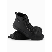 Ombre Mens high-top sneakers with decorative toe box - black