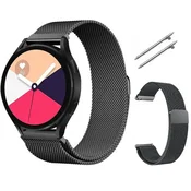 shumee JEKLENA ZAPESTNICA ZA SAMSUNG GALAXY WATCH ACTIVE 2 20 MM - ČRNA