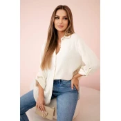 Kesi Włoski Cotton muslin shirt oversize light beige