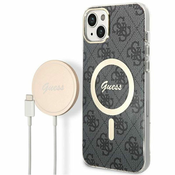 Guess GUESS OVITEK TRDI + KOMPLET POLNILEC ZA IPHONE 14 15 13 6.1 ZA MAGSAFE 4G