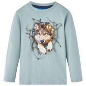 vidaXL Otroška majica z dolgimi rokavi potisk volka svetlo modra 92