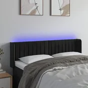 Vidaxl vidaXL Vzglavje postelje z LED diodo črno 147x16x78/88 cm žamet