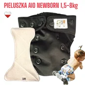 shumee Žep za plenice AIO NEWBORN za večkratno uporabo iz mikroflisa, ČRNE barve
