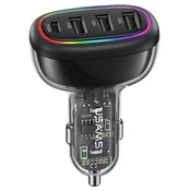 shumee 48W USAMS avtomobilski polnilnik Power Delivery 1xUSB-C 3xUSB-A črne barve