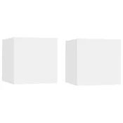 Vidaxl Stenske TV omarice 2 kosa bele 30,5x30x30 cm