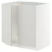 METOD Pod.elem. za sudoperu s 2 vrata, bela/Aspudden svetlosiva, 80x60 cm
