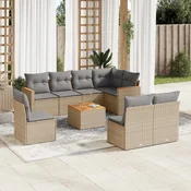 9-dijelni set vrtnih sofa s jastucima bež od poliratana 62 x 62 x 69 cm