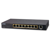 PLANET 8-Port 10/100/1000 Gigabit 802.3at POE Ethernet Switch plus 1-Port Gigabit Ethernet Switch (100W POE Budget with External Power Supply) (GSD-908HP)