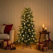 Umetna božična jelka z bučko 150 cm 150 LED Toplo bela