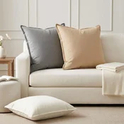 vidaXL Blazina 2 kos HOUTEN Bela 80 x 80 cm Lažni lanu