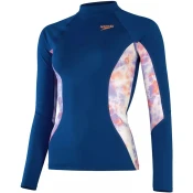 Speedo printed long sleeve rash top ammonite/soft coral/miami lilac m