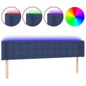 Vidaxl LED posteljno vzglavje modro 183x16x78/88 cm blago