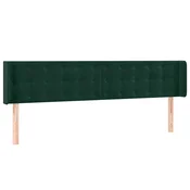 Vidaxl Vzglavje z ušesi temno zeleno 183x16x78/88 cm žamet