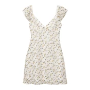 Pull&Bear Obleka pastelno rumena/temno zelena/bela