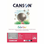 Rayher. Papir Canson ColorLine A4 150 g sort. Zrak, 25 listov