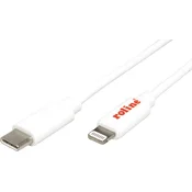ROLINE ROLINE USB kabel za sinhronizacijo in polnjenje, tip C/Lightning priključek, bel, 1 m Roline USB polnilni kabel USB-C vtič, Apple Lightning vtič 1 m b, (20630704)