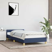 Okvir za krevet s uzglavljem bez madraca plavi 80x200cm tkanine