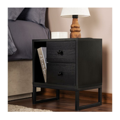 HANAH HOME Noćni stočić Glimmer Wood Black Black