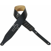 Levys M17CHC Chrome Tan Leather Guitar Strap, Black