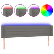 Vidaxl LED posteljno vzglavje temno sivo 183x16x78/88 cm blago