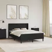 vidaXL Posteljni okvir z vzmetnico Črna 120 x 190 cm Umetno usnje