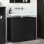 vidaXL Kopalniška omarica Črna 76.5 x 35 x 64 cm Konstruiran les