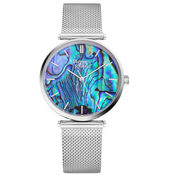 Ženski pierre ricaud quartz shell plavo srebrna modni ručni sat sa srebrnim pancir kaišem ( p22096.511aq )