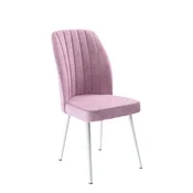 Hanah Home set trpezarijskih stolica Platinum 4 kom, roze tkanina Jerry, bele metalne noge