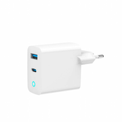 Gembird hitri polnilec USB A/C PD/QC 3.0 2 porta 65W / 3A (TA-UC-PDQC65L-W-01) LED indikator (prikaz stanja polnjenja)