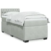 vidaXL Box spring postelja z vzmetnico svetlo siva 100x200 cm žamet