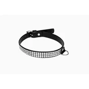 Gardj Europe WHIPS lakirana vezalka, ženski ovratnik s kristali, črn, 2 cm