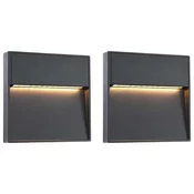 vidaXL Zunanje LED stenske svetilke 2 kosa 3 W črne kvadratne