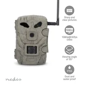 Nedis Kamera za divje živali 4G 1080p 30fps 30 0 MPixel 2 MPixel CMOS IP66 4G Črna IR brez sijaja Nočno gledanje Vidni kot 50 Senzor gibanja Kot zaznavanja 50 Domet zaznavanja 20 m LCD zaslon Zelena