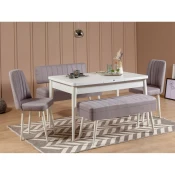 Hanah Home Set trpezarijski sto i stolice Vina 0701-4, Bijela