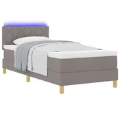 vidaXL Postelja z vzmetnico z blazino Taupe 90 x 190 cm blago