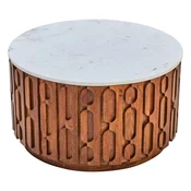 Okrogla klubska mizica z marmorno mizno ploščo v naravni barvi o 70 cm Torcino – Premier Housewares