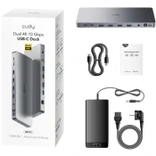 CUDY CS700 Docking Station, 13u1, 10Gbps, USB-C, Dual 4K, 150W, PSU