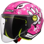 Djecja otvorena motoristicka kaciga LS2 OF622 Funny II Paws roza