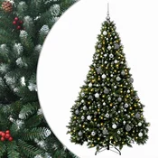Vidaxl Umjetno božično drevo z okrasnimi kroglami 210 cm 300 LED