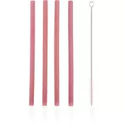 Zopa Silicone Straw silikonska slamica + krtača 6 m+ Old Pink 4 kos
