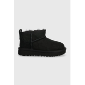 UGG Otroške snežke iz semiša T CLASSIC ULTRA MINI črna barva