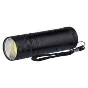 Ročna LED svetilka 3W COB LED, 100 lm, 3x AAA, črna,kovinska
